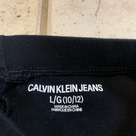 💜 Calvin Klein Jeans Girls Black Leggings L/G (10/12) - Picture 2 of 5